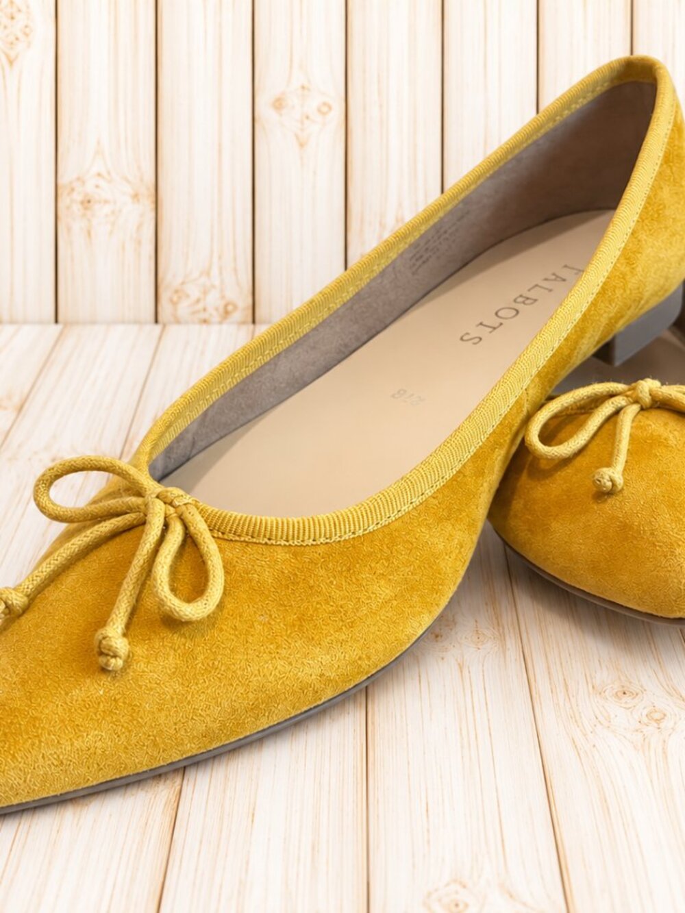 Talbots Mira Suede Bow Ballet Flats Yellow 6.5M